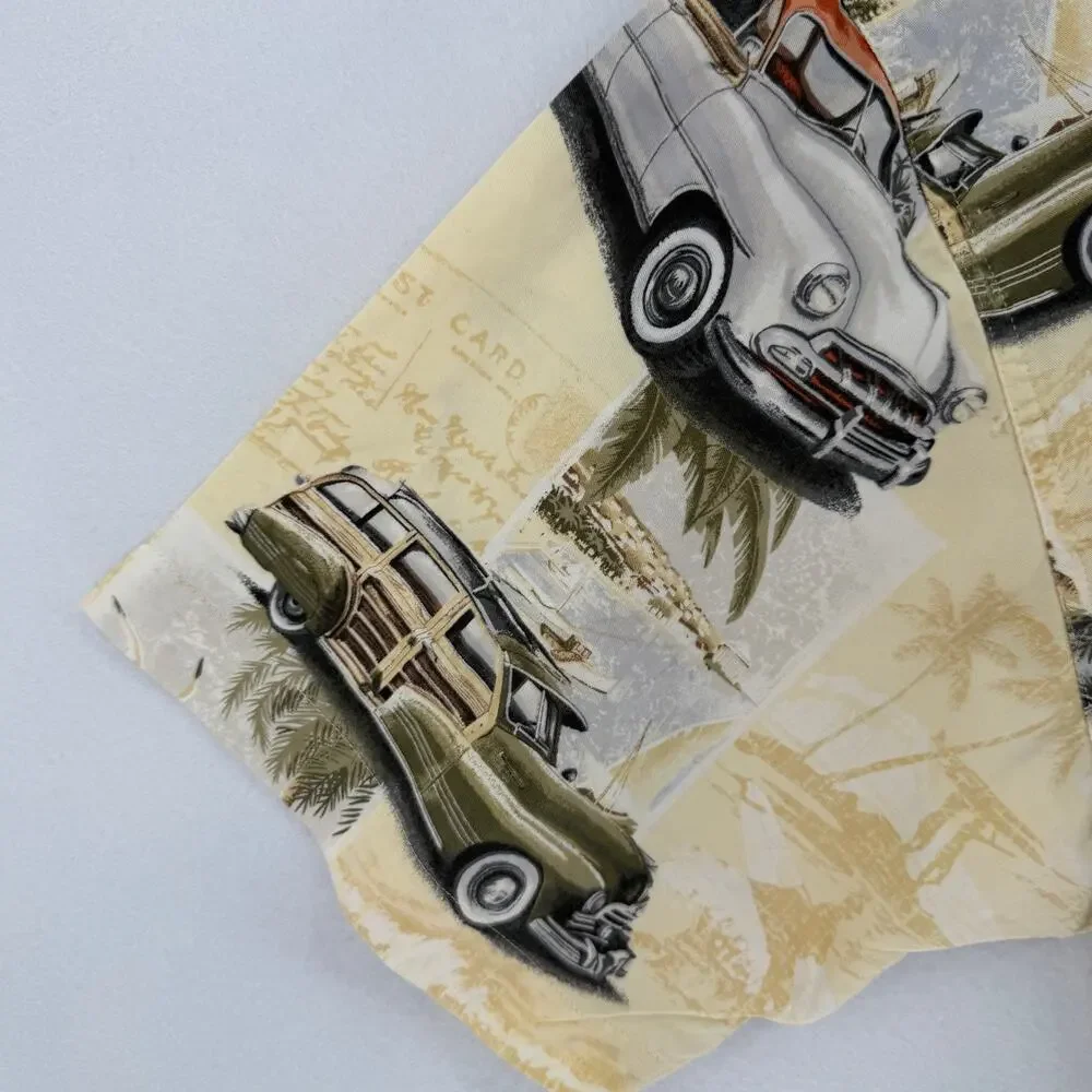 Clearwater Outfitters Men's Classic Cars Woody Wagon Tropical Hawaiian Shirt L